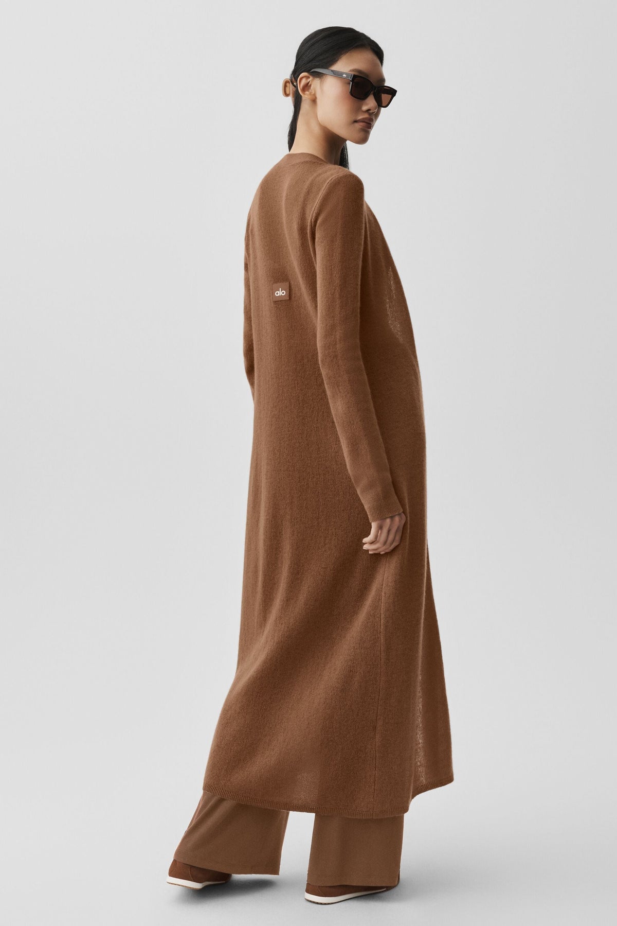 Cardigan long transparent en cachemire - Brun ensoleillé