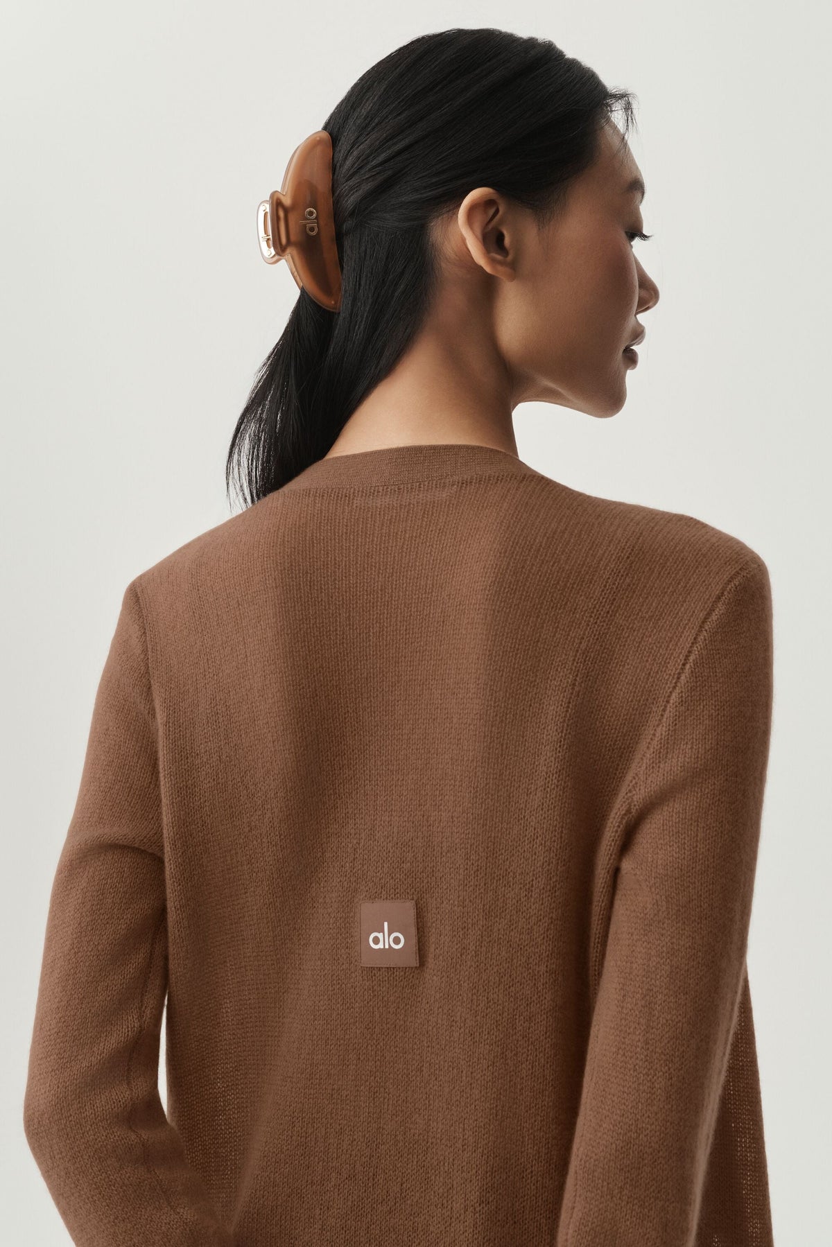 Cardigan long transparent en cachemire - Brun ensoleillé