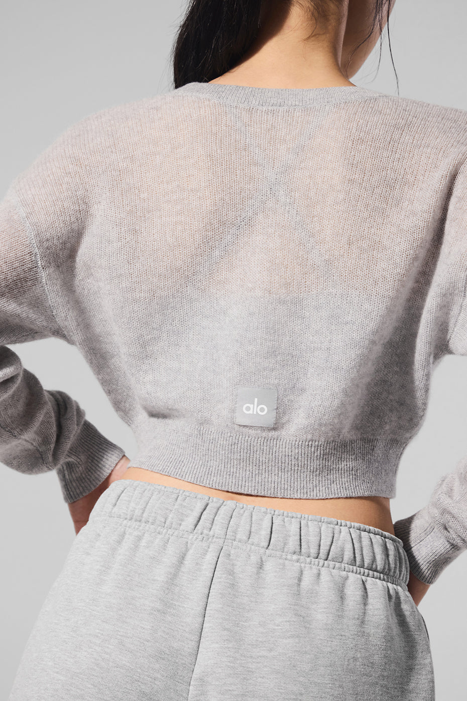 Cardigan court transparent en cachemire - Gris chiné sport