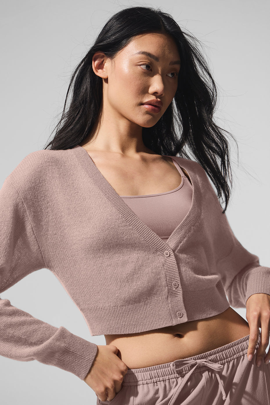 Cardigan court transparent en cachemire - Taupe