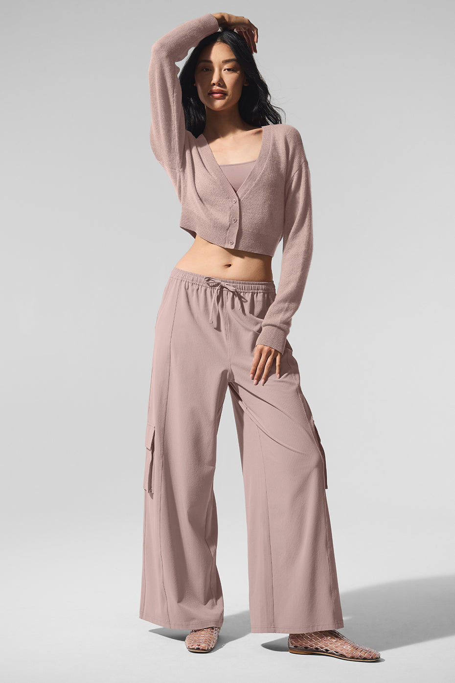 Cardigan court transparent en cachemire - Taupe