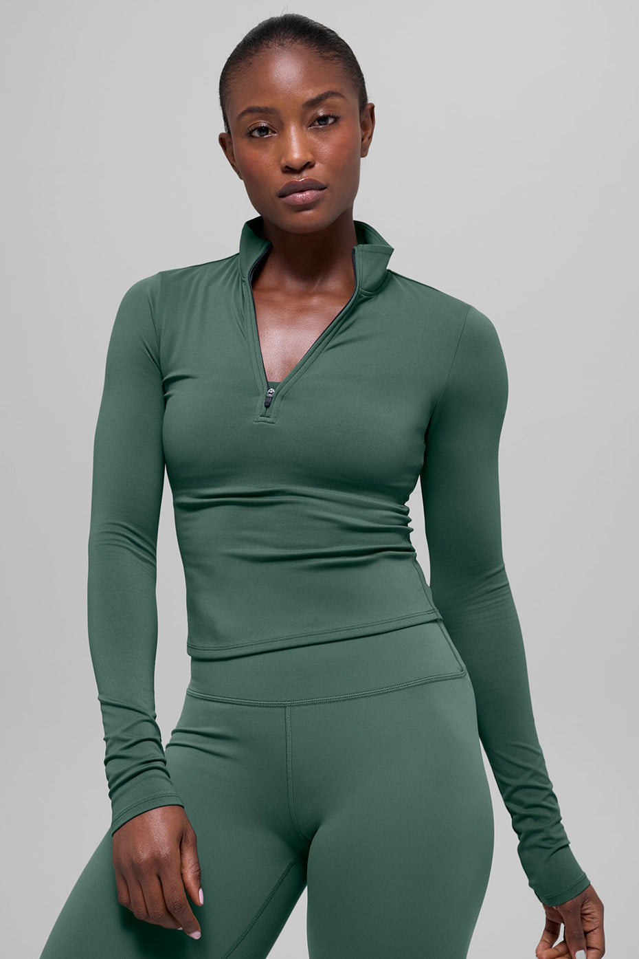 Haut à manches longues et col zippé 1/4 ALO Softsculpt Precision - Vert trèfle