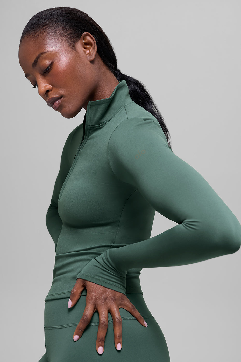 Haut à manches longues et col zippé 1/4 ALO Softsculpt Precision - Vert trèfle