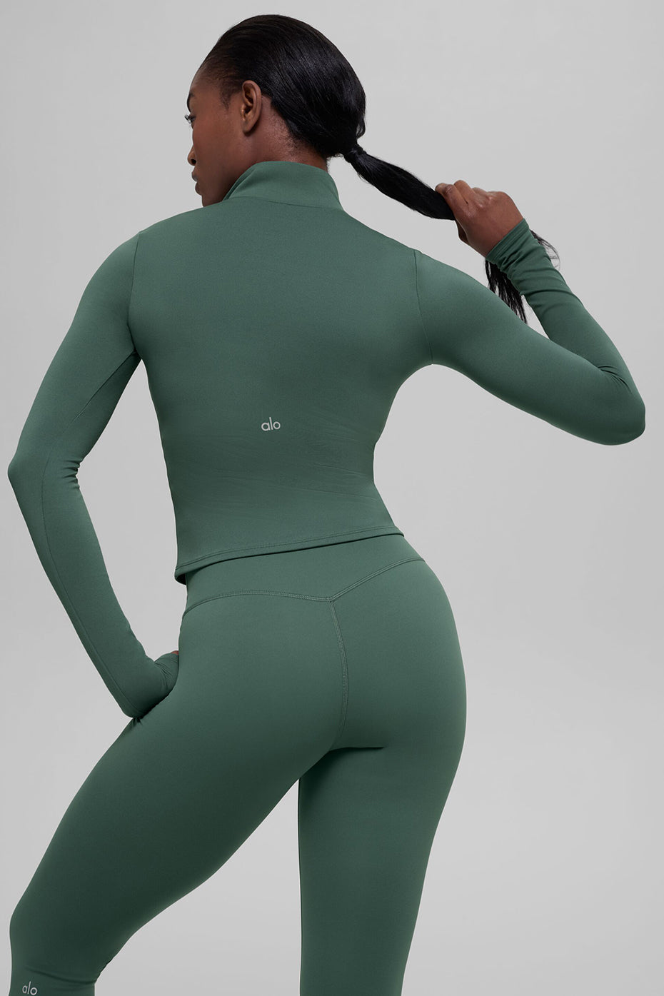 Haut à manches longues et col zippé 1/4 ALO Softsculpt Precision - Vert trèfle