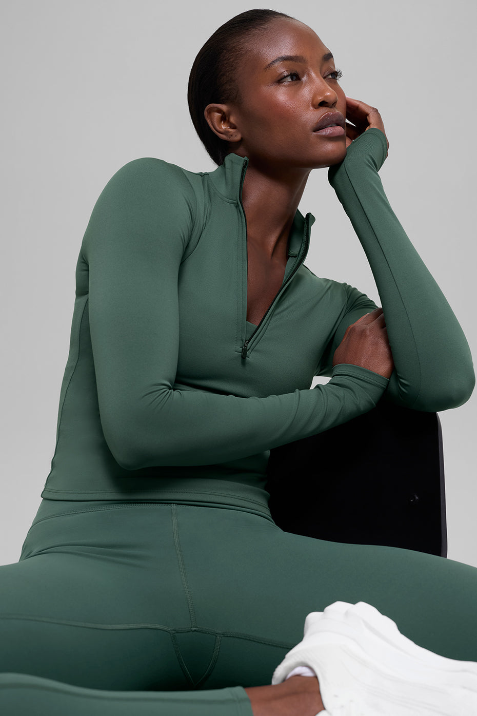Haut à manches longues et col zippé 1/4 ALO Softsculpt Precision - Vert trèfle