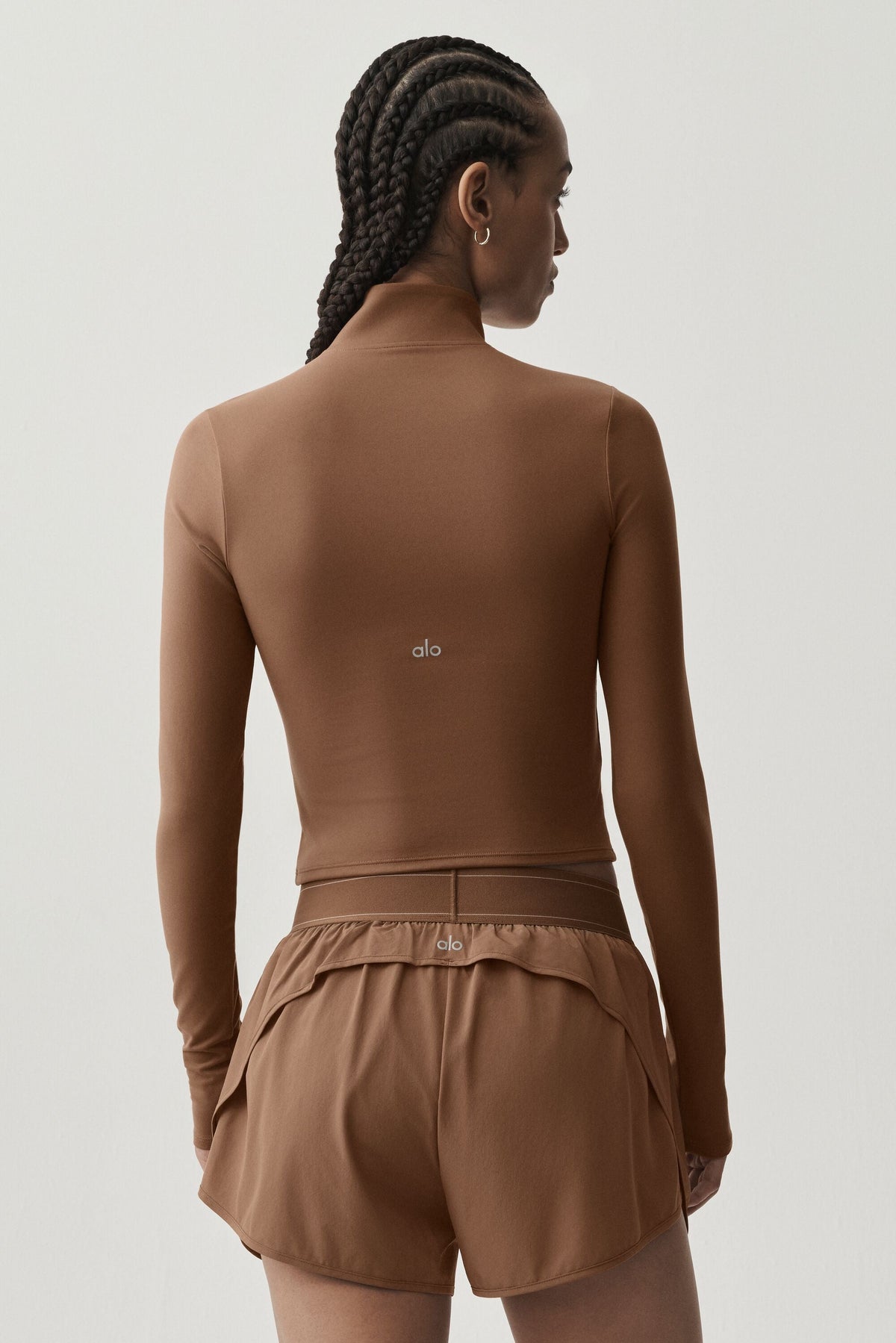 Haut à manches longues et col zippé 1/4 ALO Softsculpt Precision - Brun ensoleillé