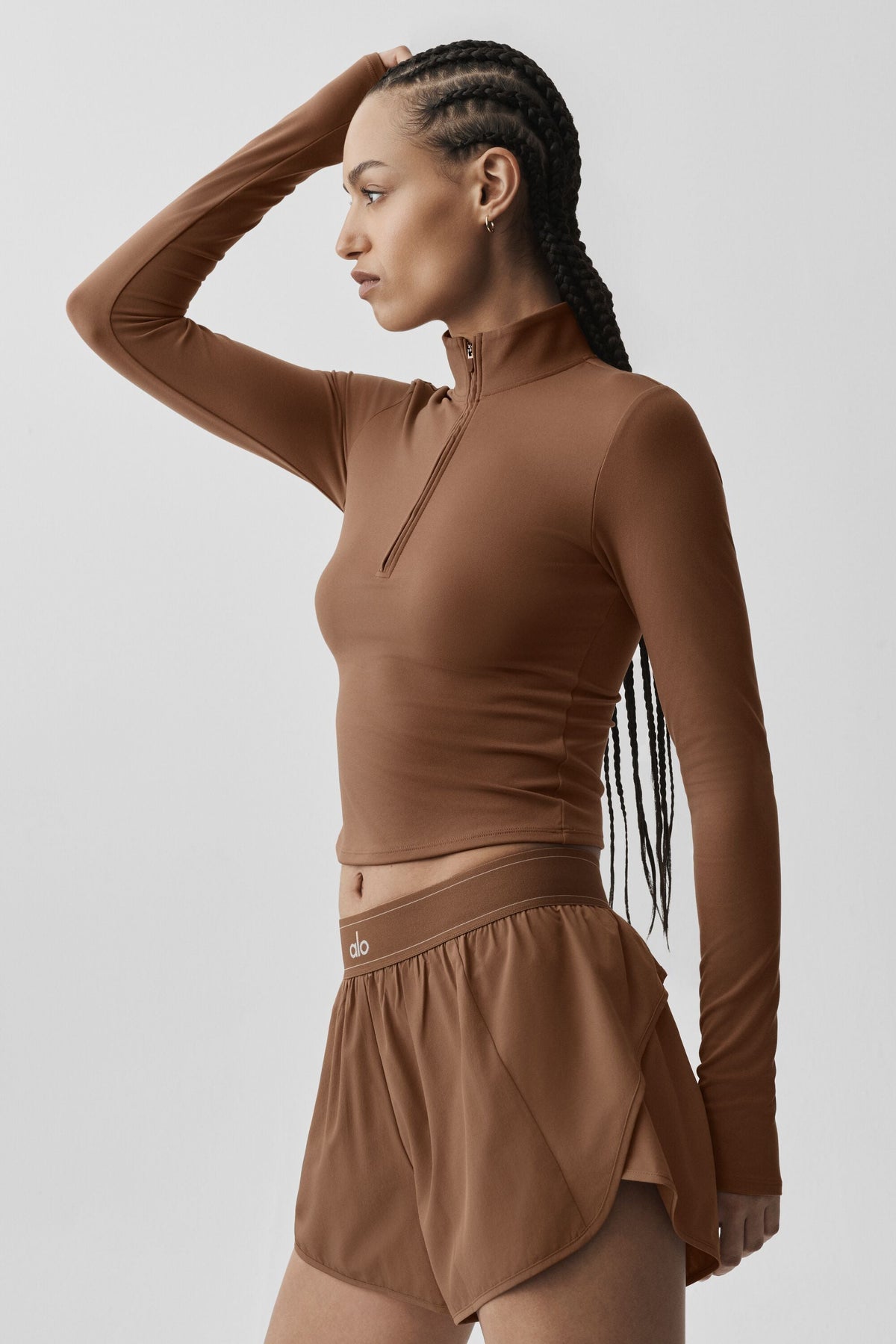 Haut à manches longues et col zippé 1/4 ALO Softsculpt Precision - Brun ensoleillé