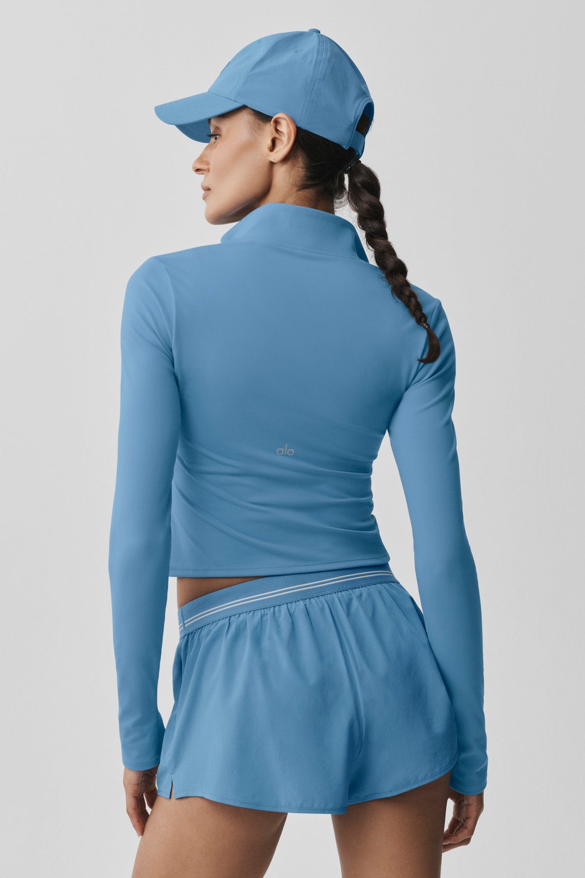 Haut à manches longues et col zippé 1/4 ALO Softsculpt Precision - Bleu Californie