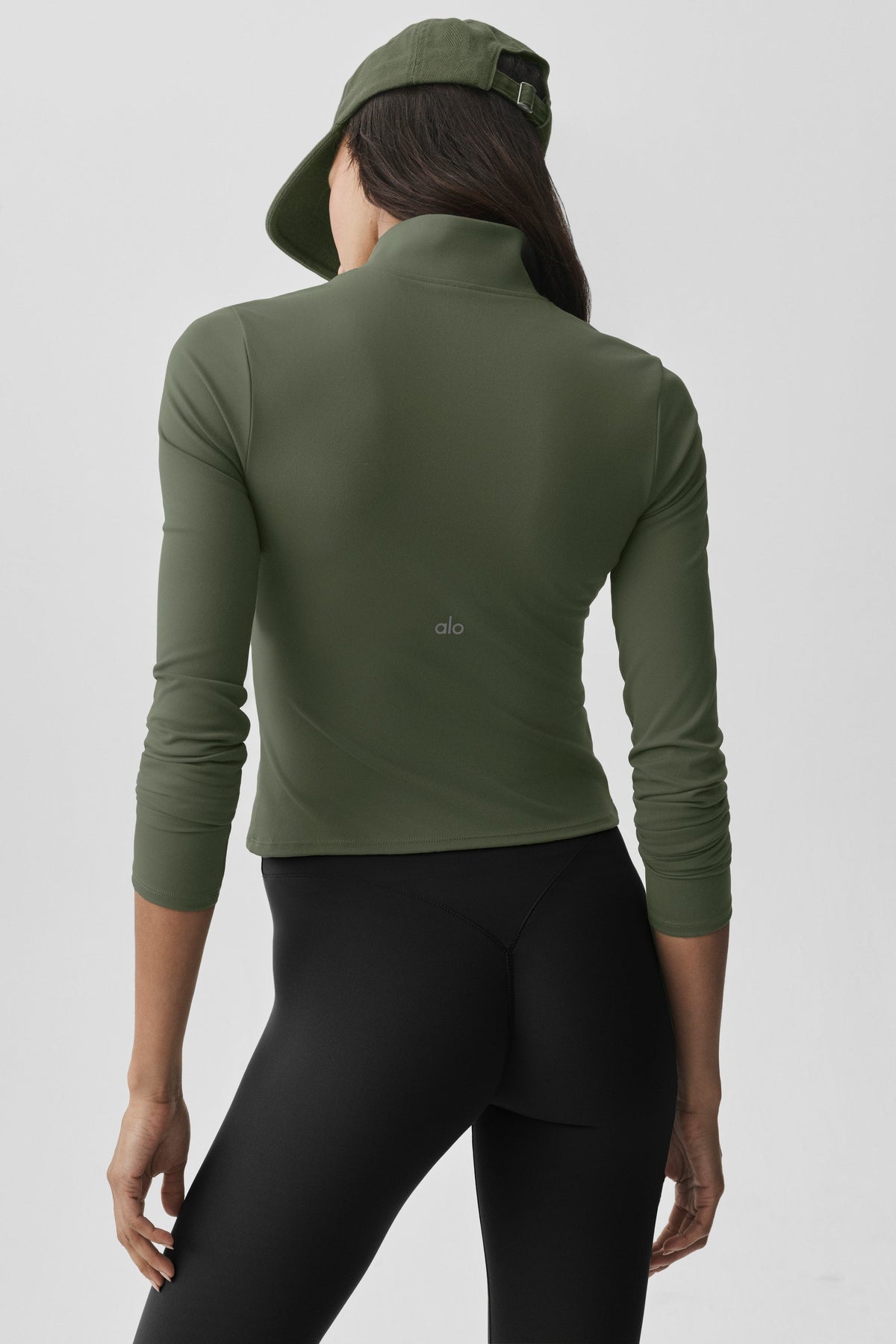 Haut à manches longues et col zippé 1/4 ALO Softsculpt Precision - Vert bambou
