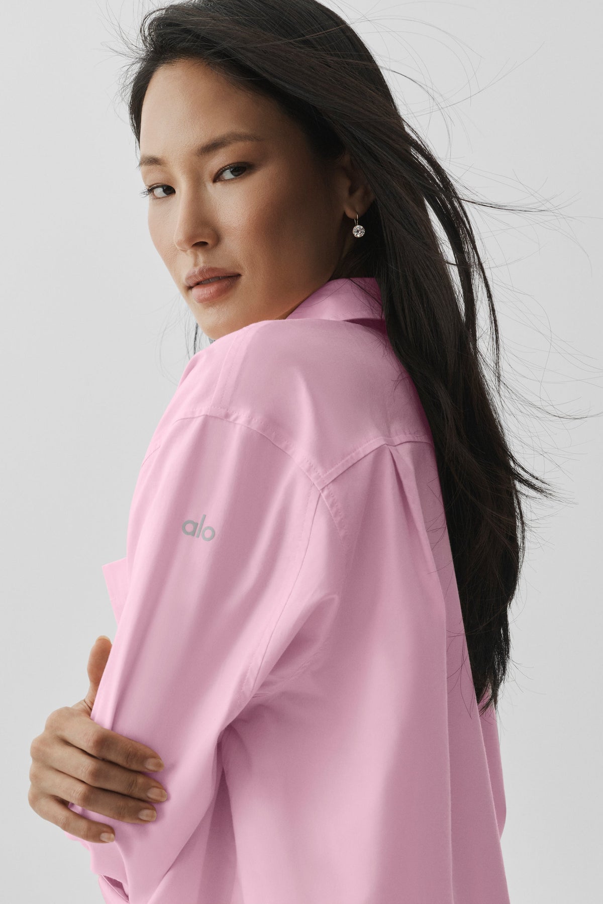 Chemise à manches longues Real Deal en coton - Rose guimauve