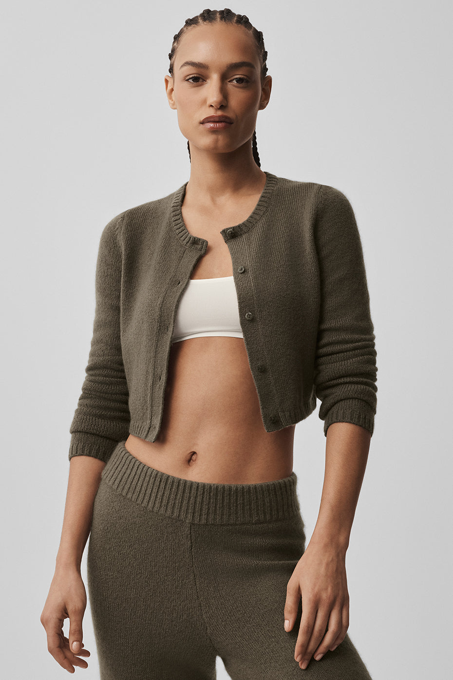 Cardigan court New Class en laine et cachemire - Olivier