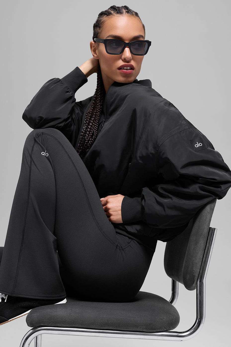 Blouson aviateur Urbanite en fausse fourrure - Noir/Ivoire