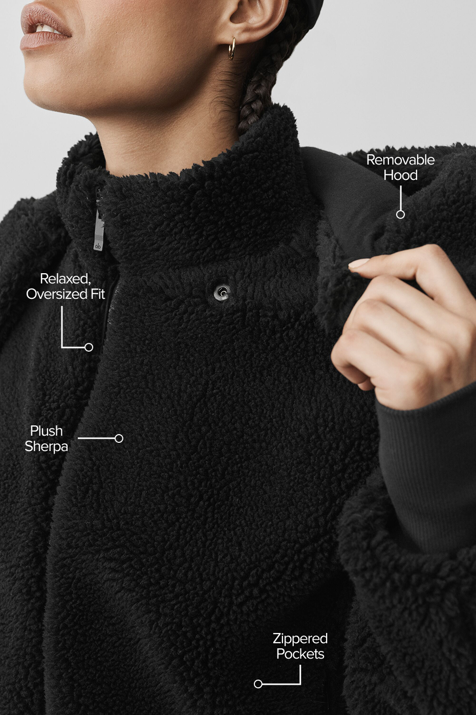 Veste Foxy en polaire sherpa - Noir