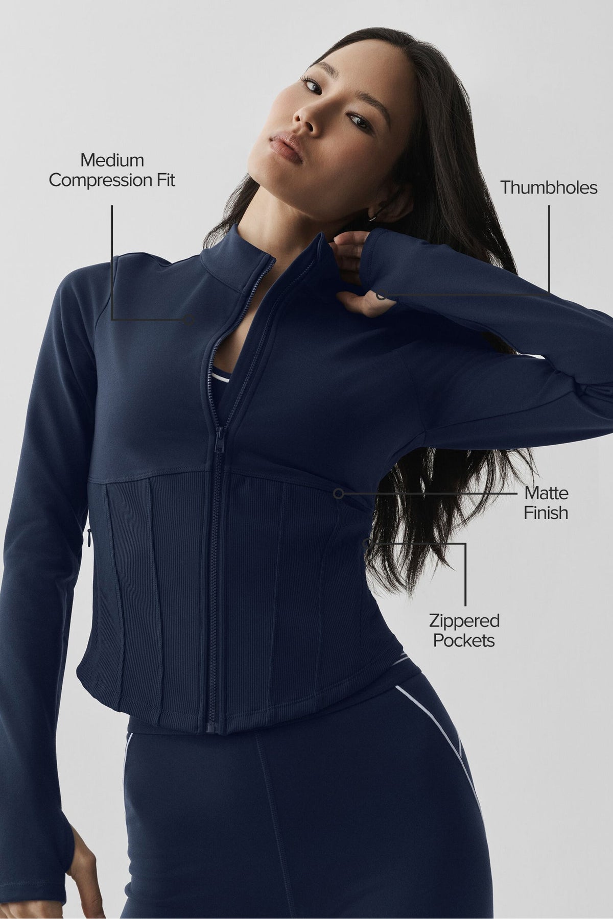 Veste corset entièrement zippée Airbrush - Bleu marine
