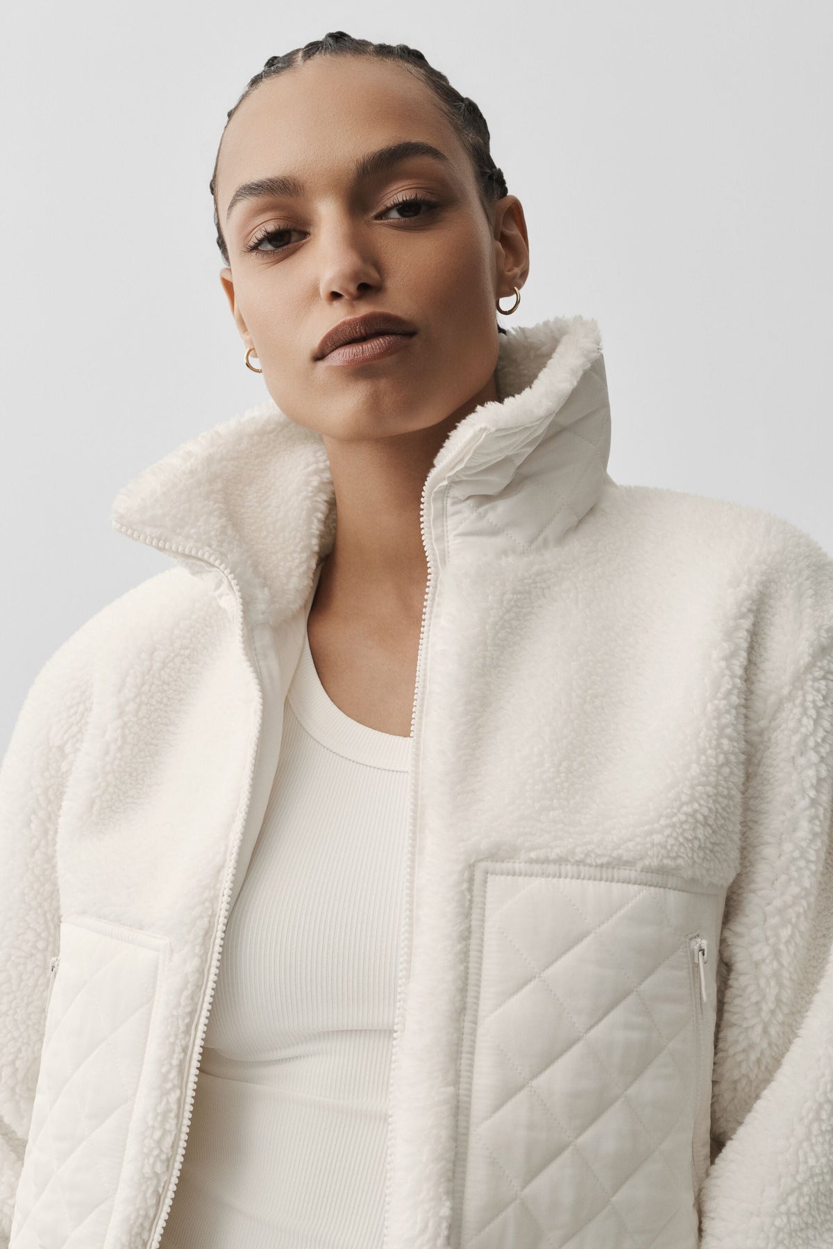 Blouson aviateur Sherpa Edge - Ivoire
