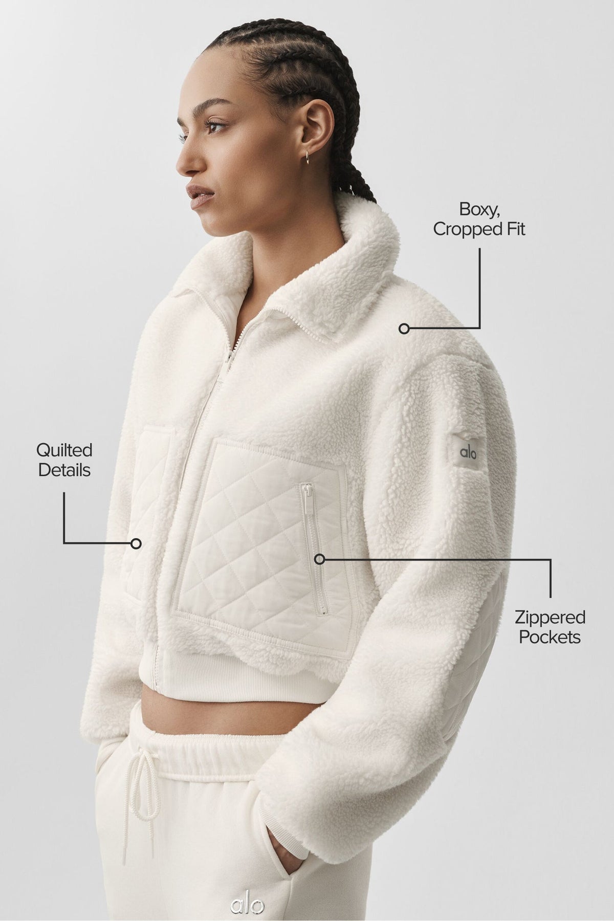 Blouson aviateur Sherpa Edge - Ivoire