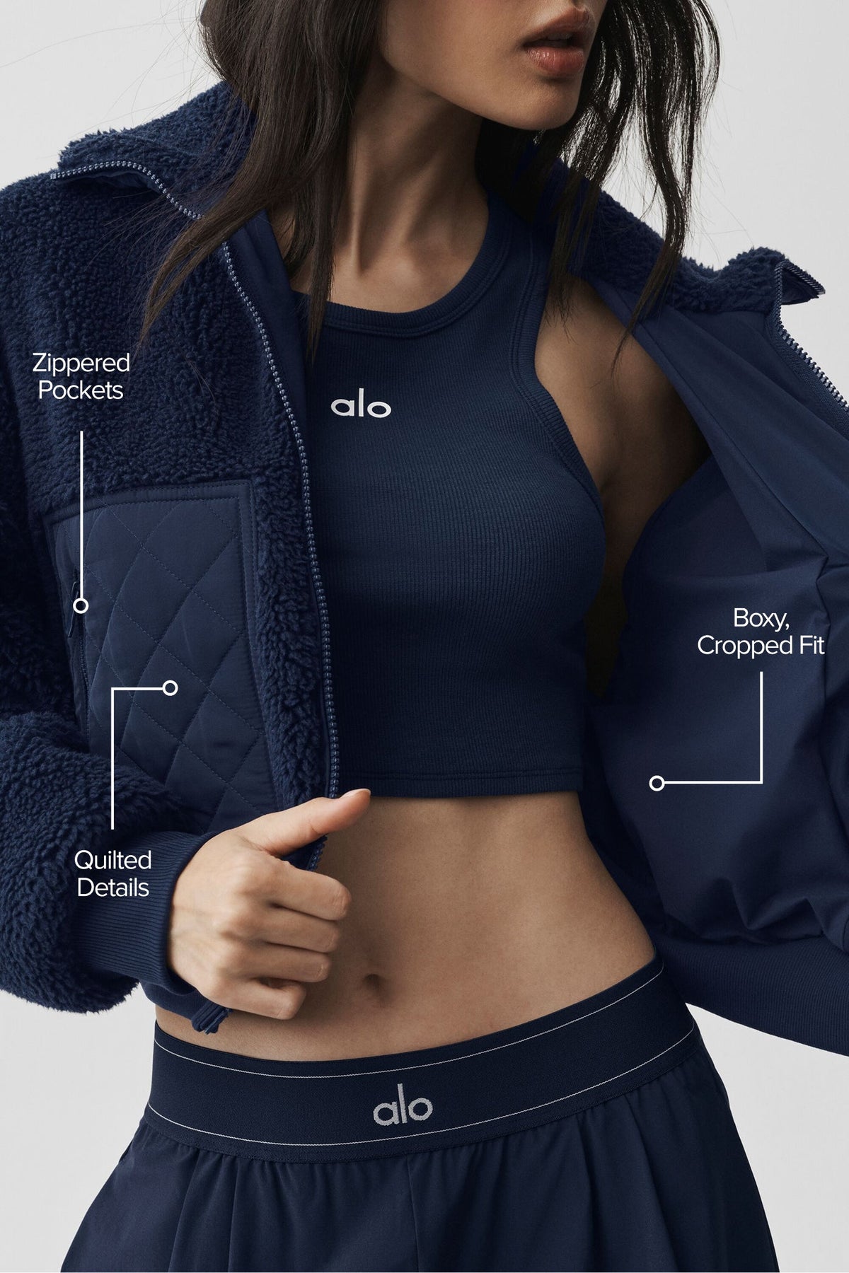 Blouson aviateur Sherpa Edge - Bleu marine