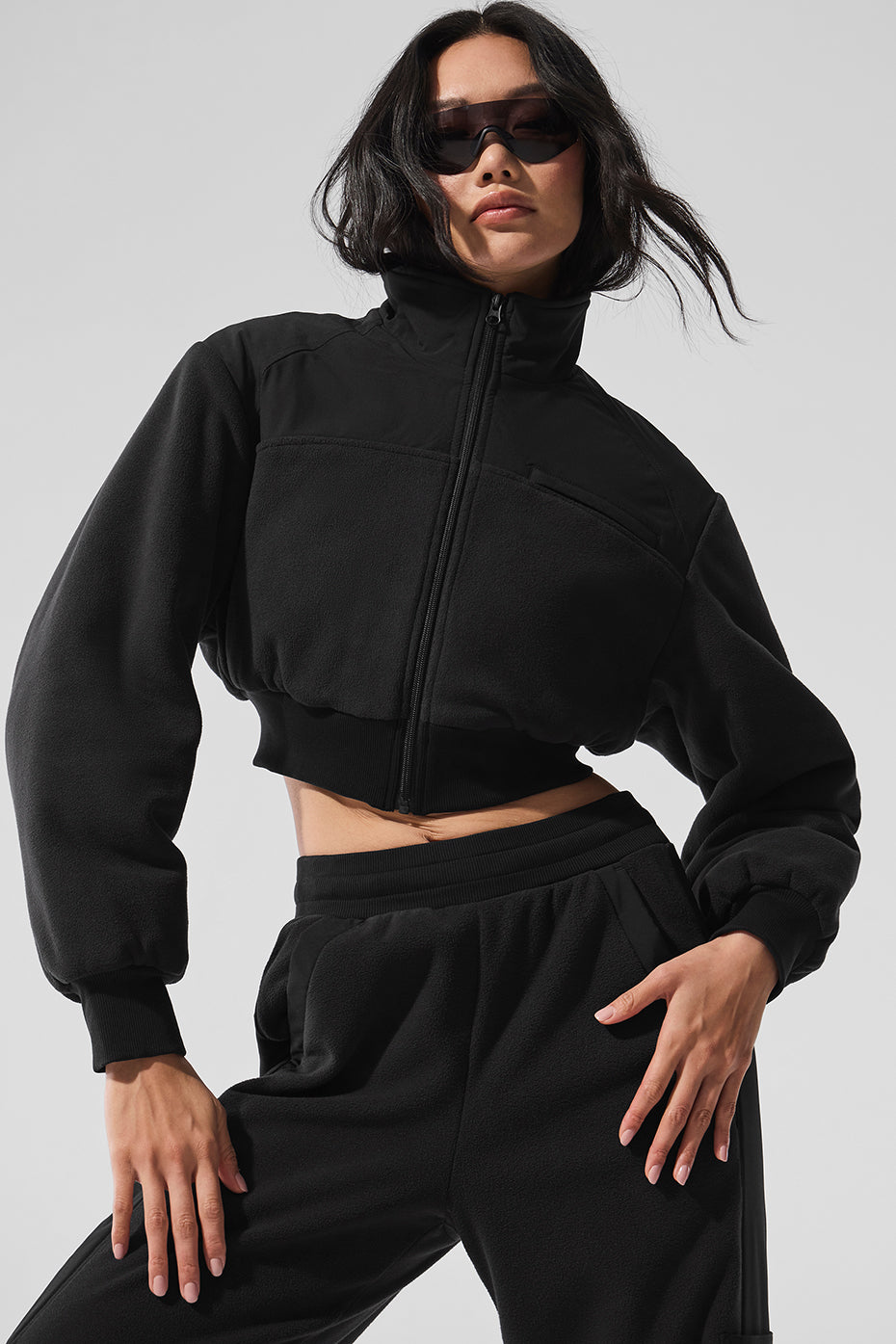Veste courte Wintry Mix en polaire - Noir