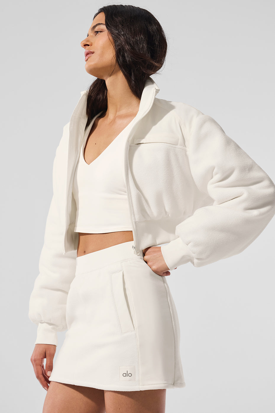 Veste courte Wintry Mix en polaire - Ivoire