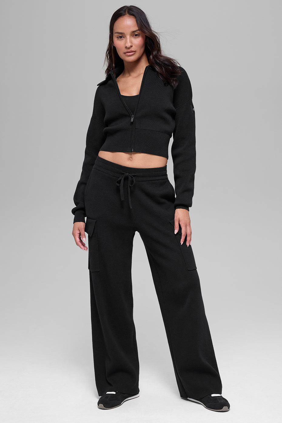 Veste courte entièrement zippée Scholar en maille - Noir