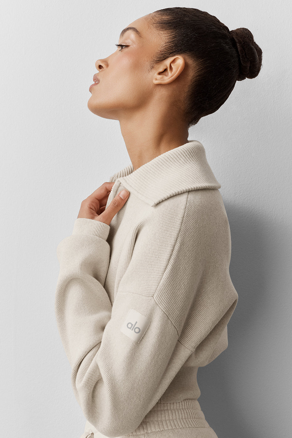 Veste courte entièrement zippée Scholar en maille - Flocons d’avoine chiné