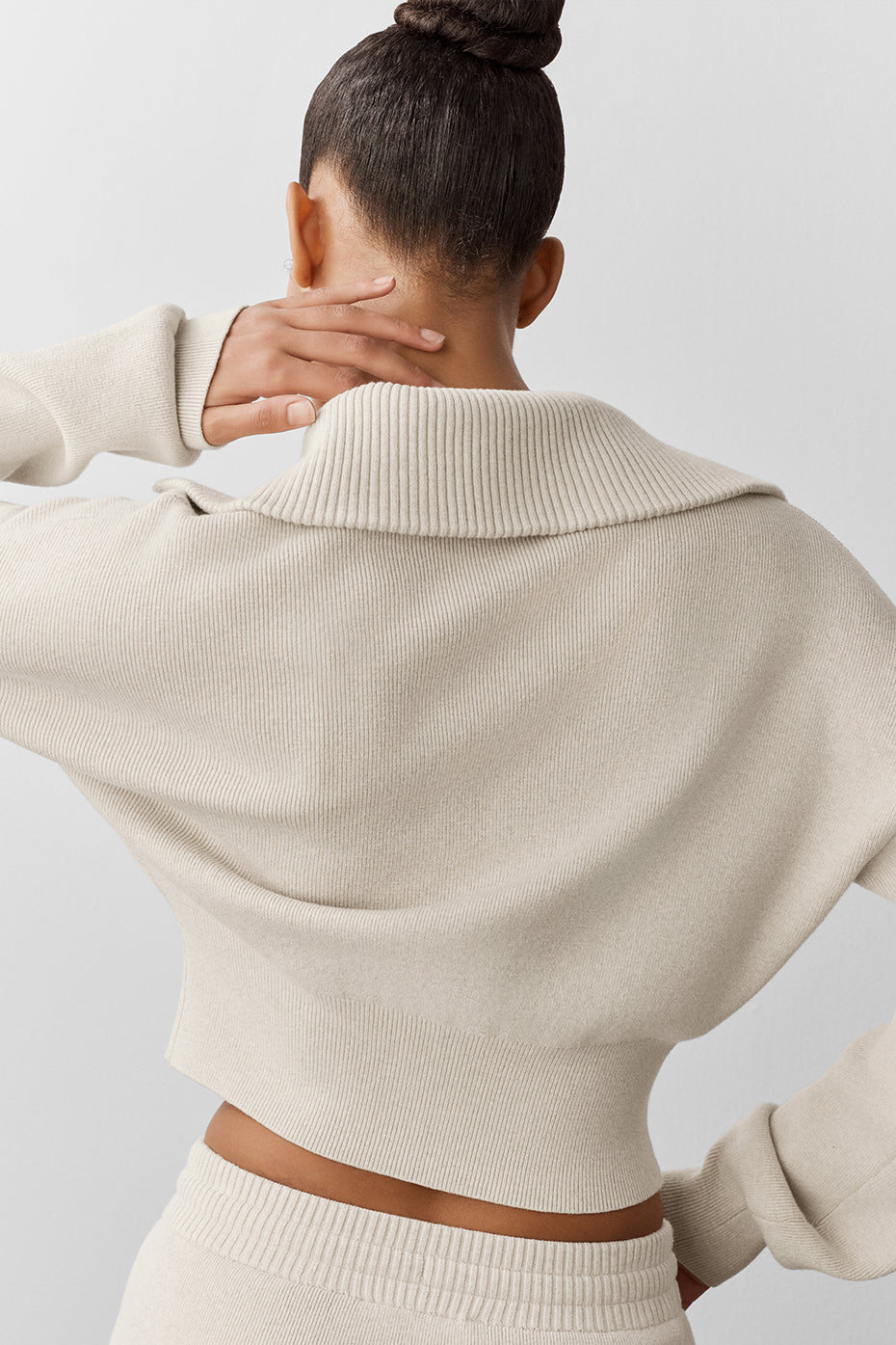 Veste courte entièrement zippée Scholar en maille - Flocons d’avoine chiné