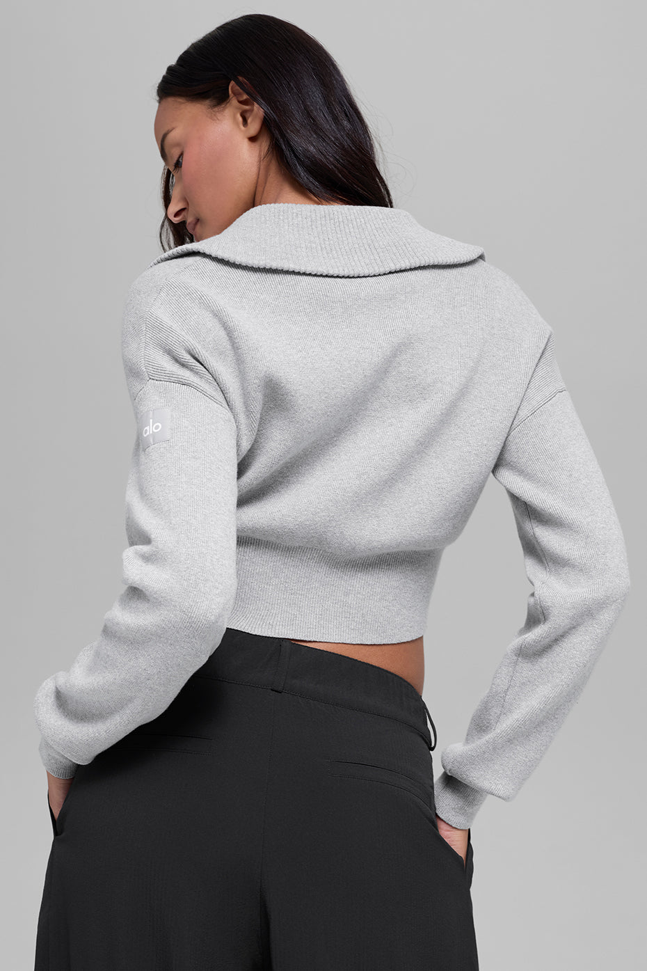 Veste courte entièrement zippée Scholar en maille - Gris chiné sport