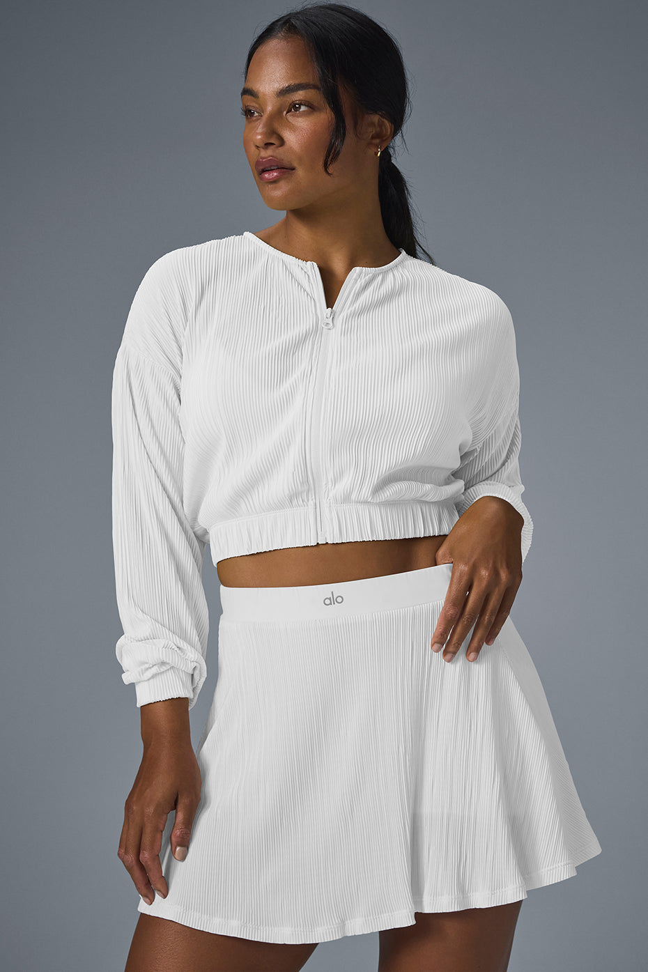 Veste courte microplissée - Blanc