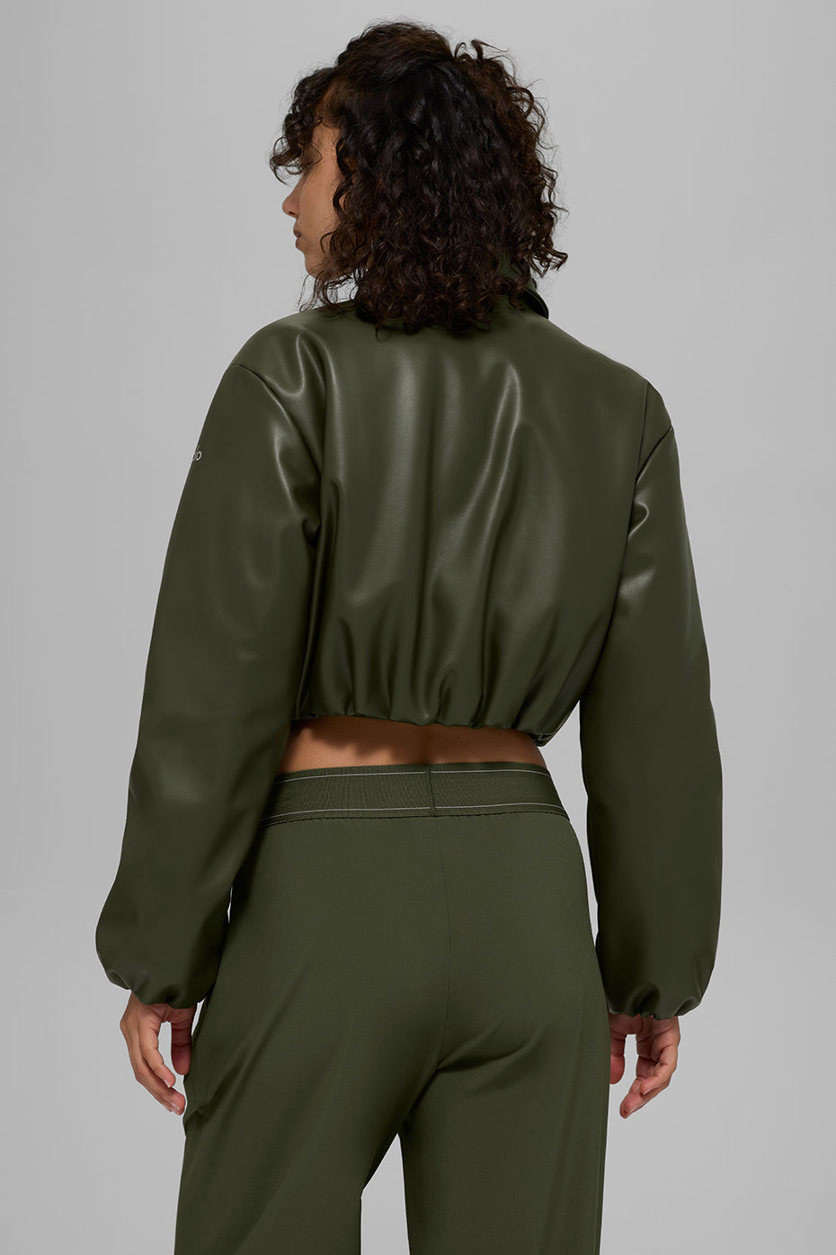 Blouson aviateur court Premier en simili cuir - Olive verte