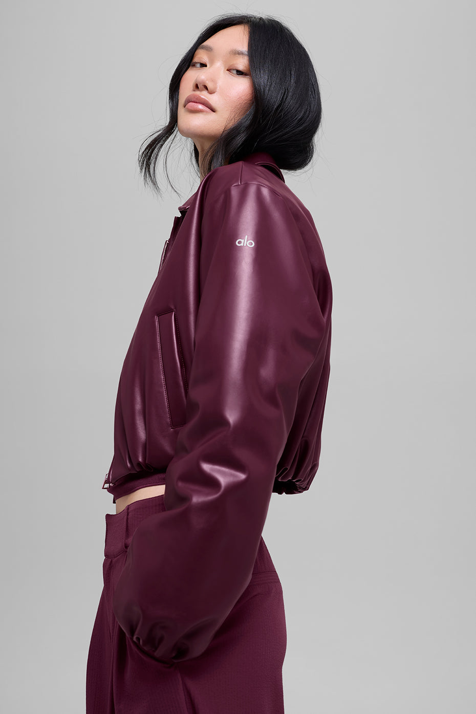 Blouson aviateur court Premier en simili cuir - Bordeaux