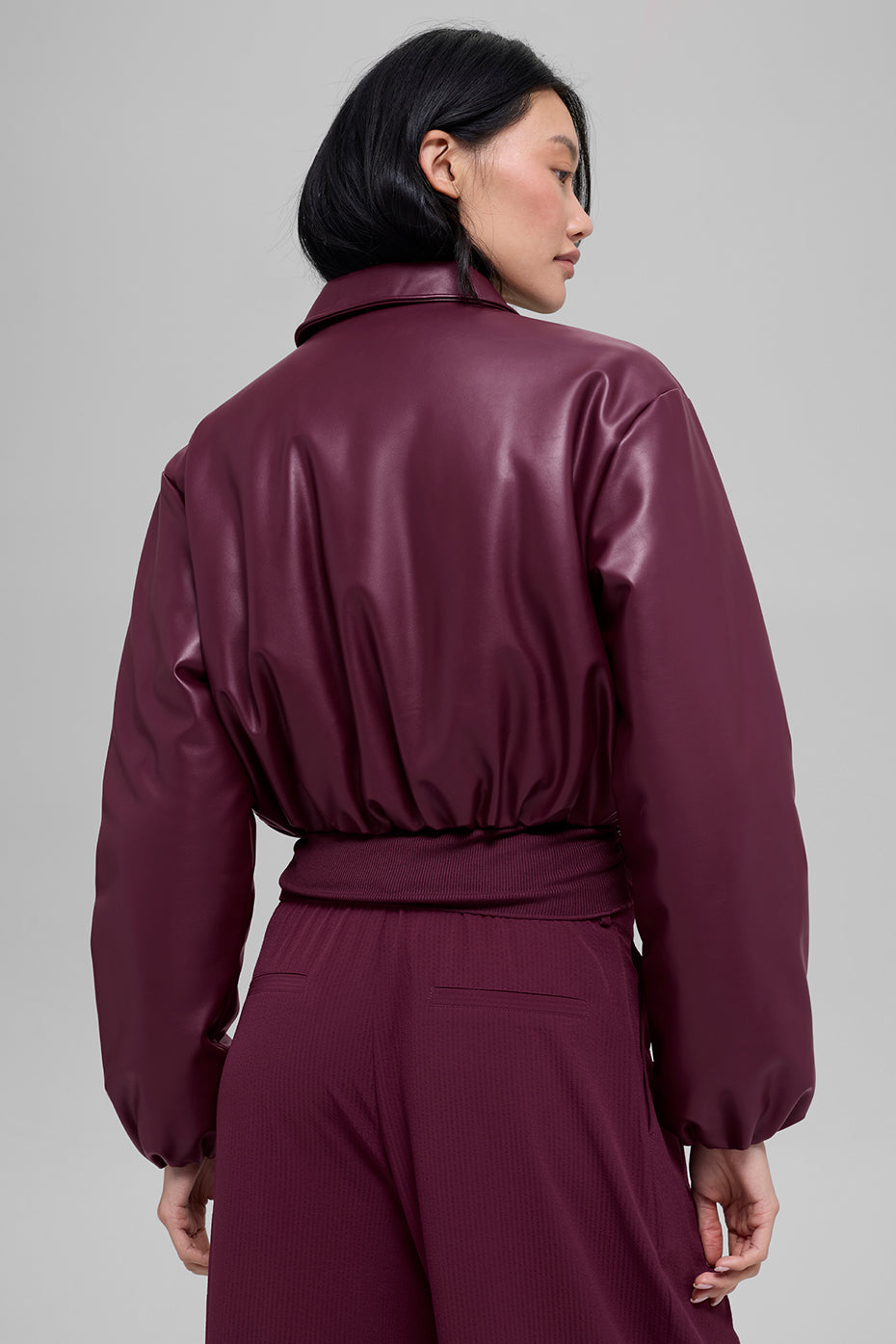Blouson aviateur court Premier en simili cuir - Bordeaux