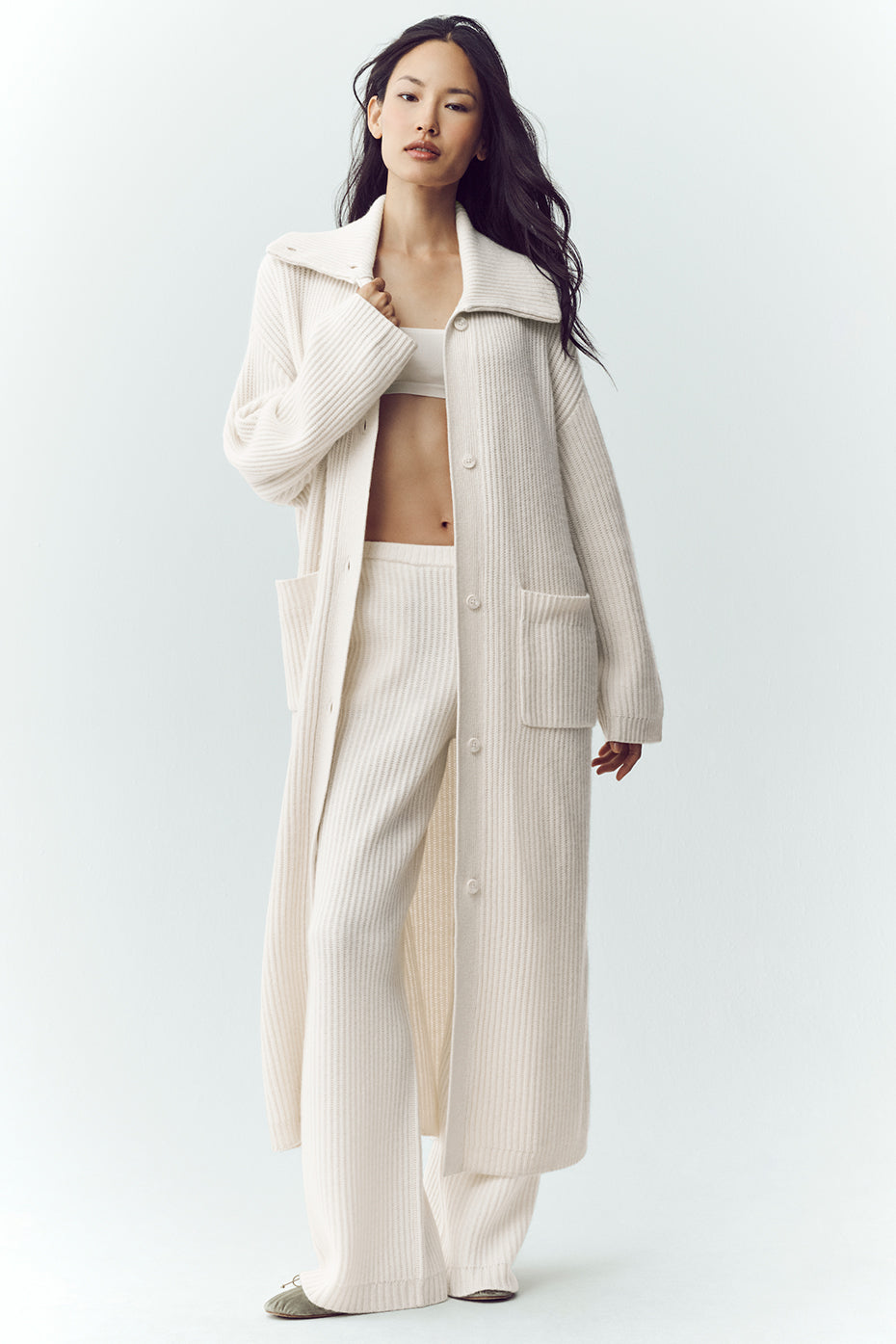 Cardigan long Northstar en cachemire - Ivoire