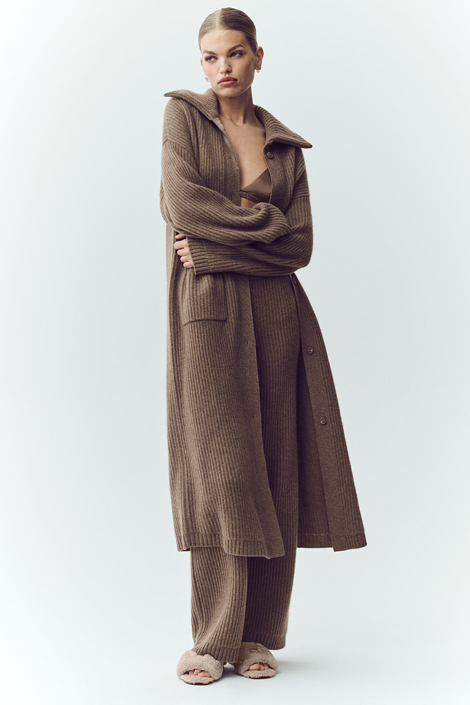 Cardigan long Northstar en cachemire - Cacao alpin chiné