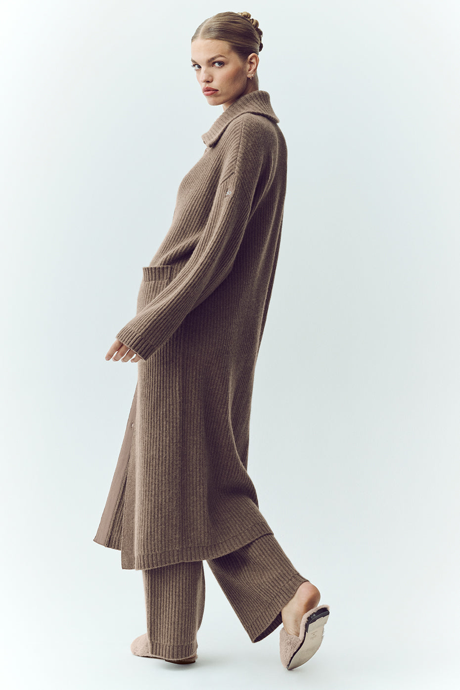 Cardigan long Northstar en cachemire - Cacao alpin chiné