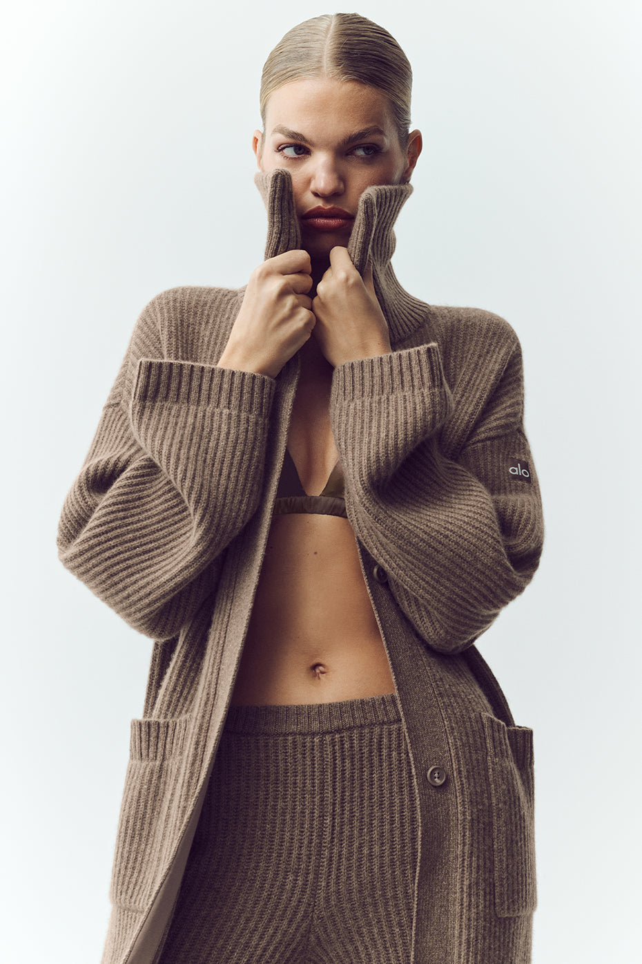 Cardigan long Northstar en cachemire - Cacao alpin chiné