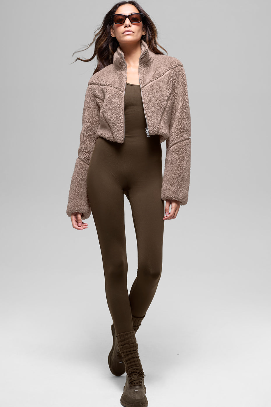 Veste courte Slope Side en polaire sherpa - Chaï latte