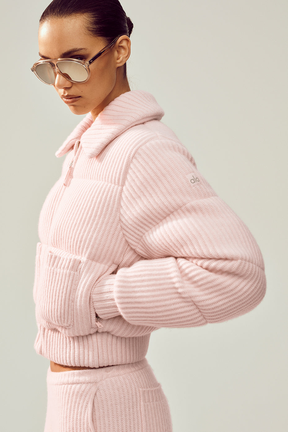 Doudoune en maille Northstar en cachemire - Rose givré