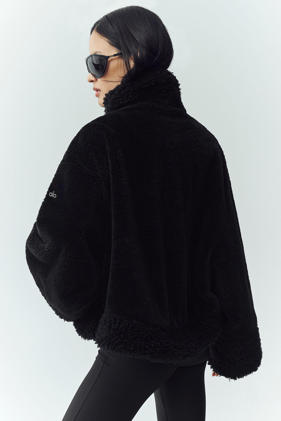 Blouson aviateur Fireside en polaire sherpa - Noir