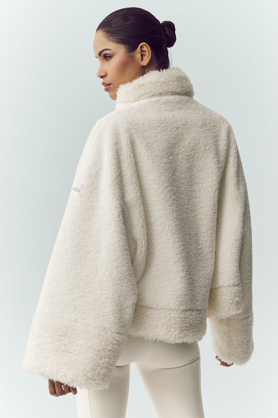 Blouson aviateur Fireside en polaire sherpa - Ivoire