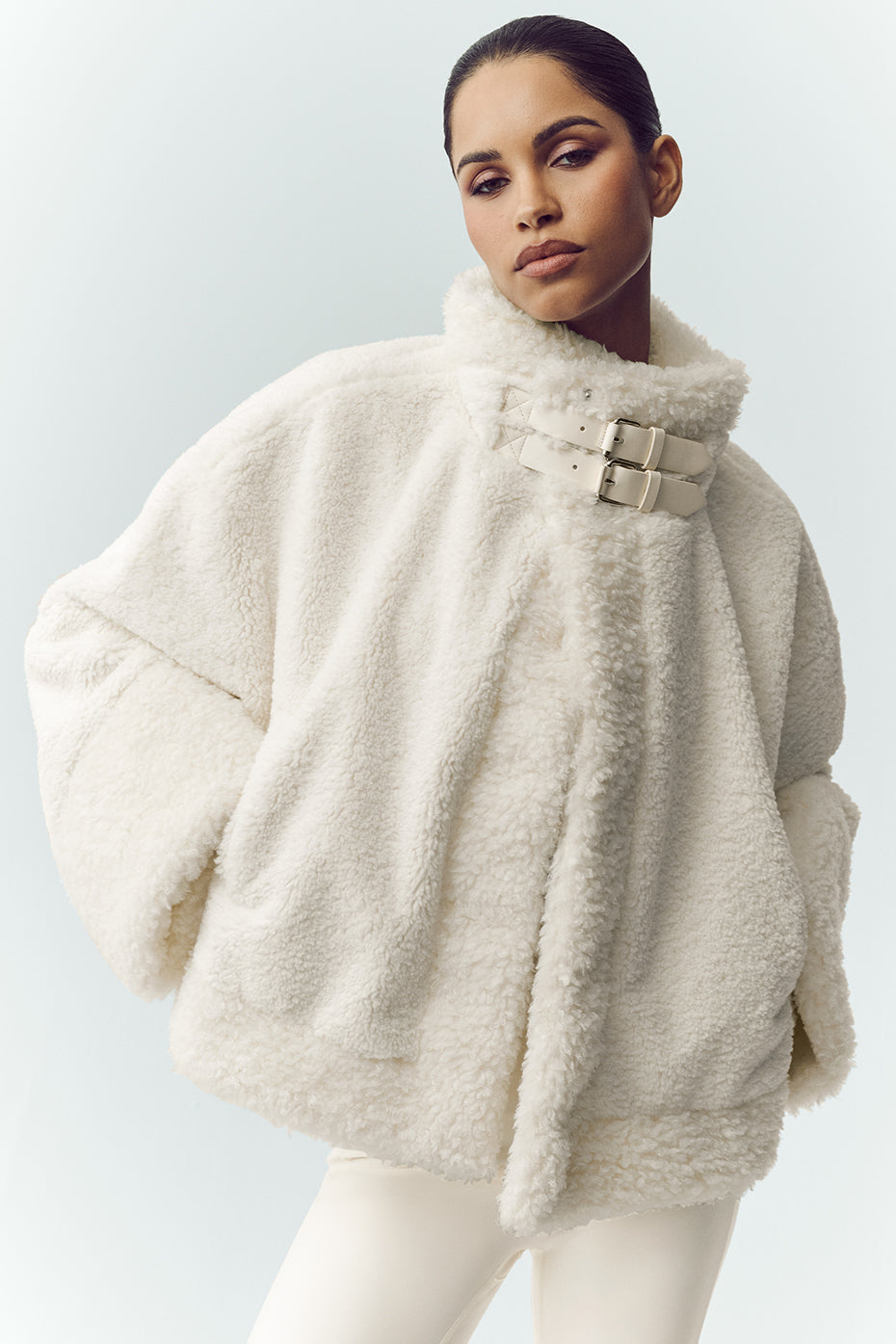 Blouson aviateur Fireside en polaire sherpa - Ivoire