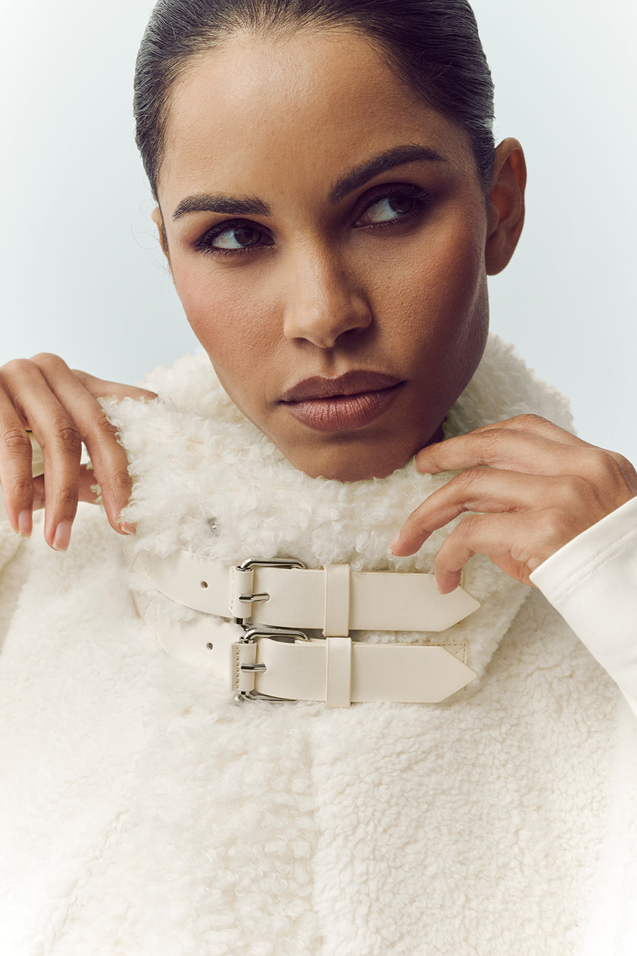 Blouson aviateur Fireside en polaire sherpa - Ivoire