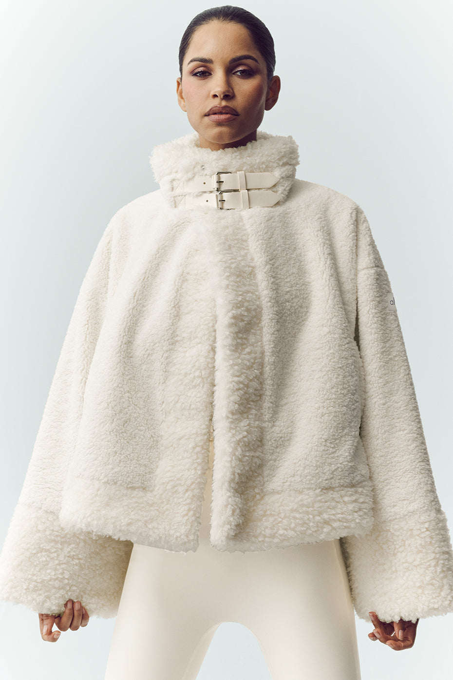 Blouson aviateur Fireside en polaire sherpa - Ivoire
