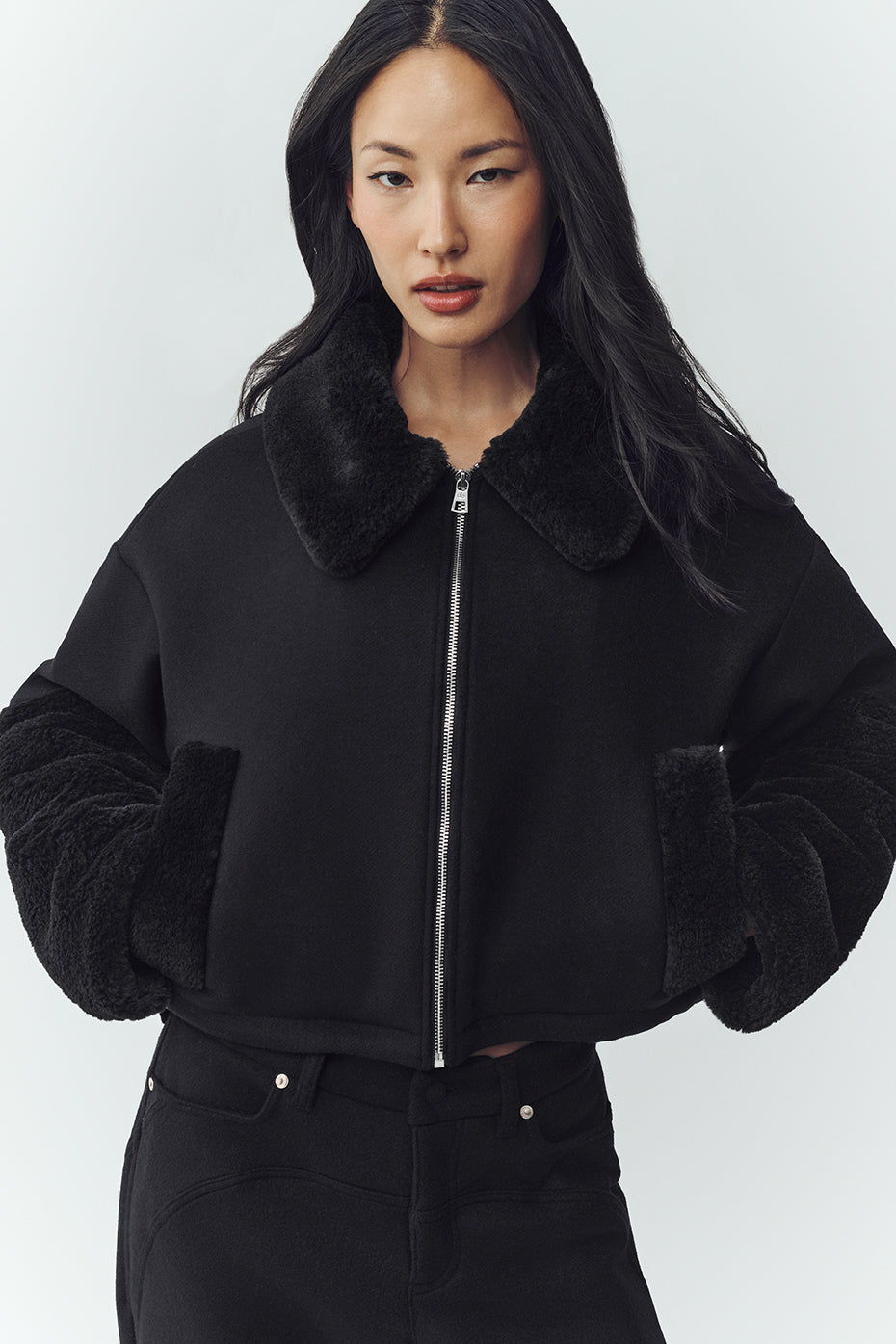 Blouson aviateur Nightfall en laine mélangée - Noir