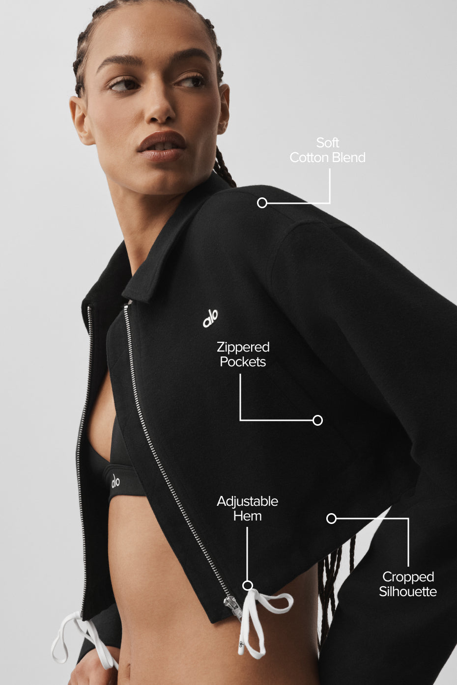Veste courte entièrement zippée Fan Favorite - Noir