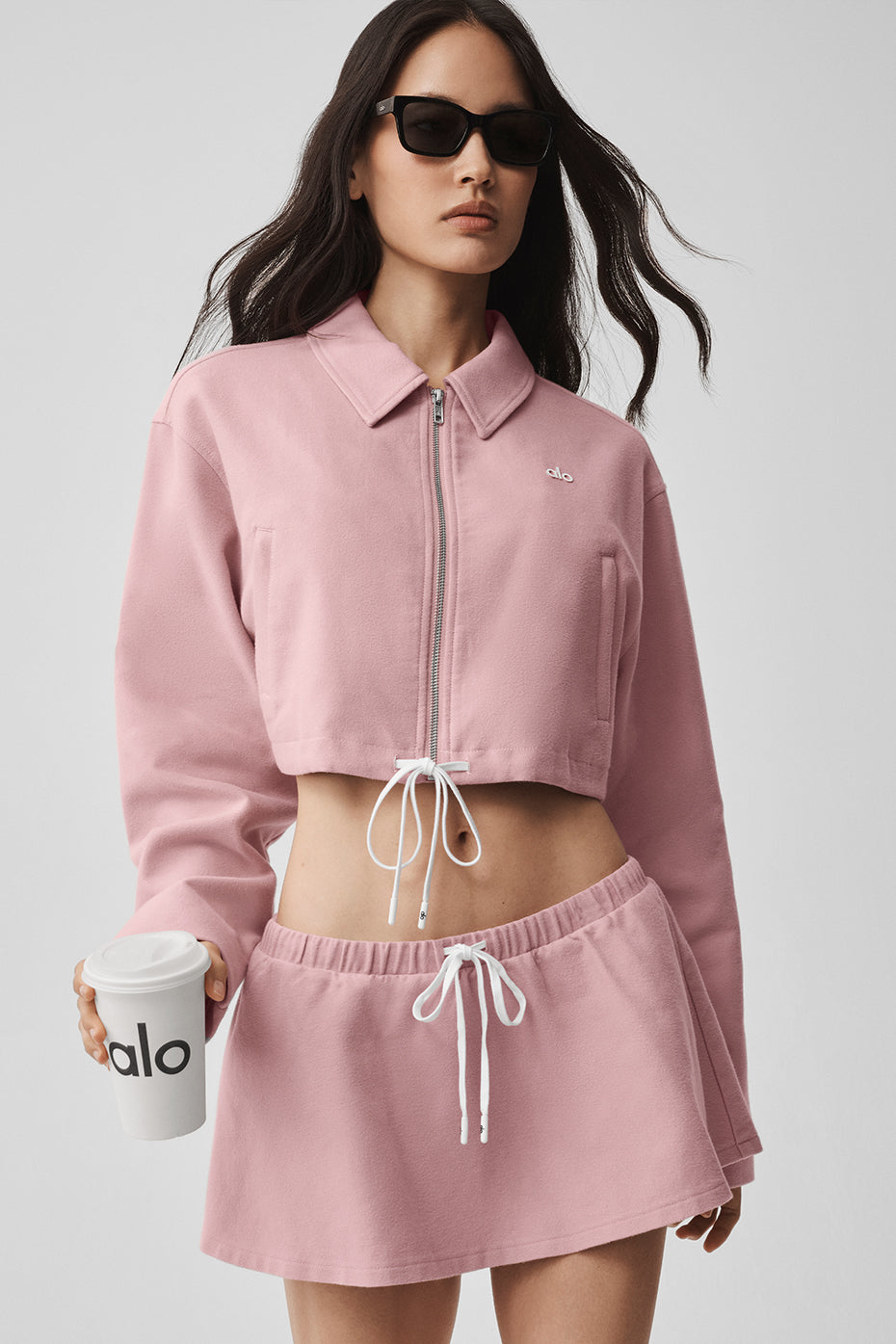 Veste courte entièrement zippée Fan Favorite - Rose vintage