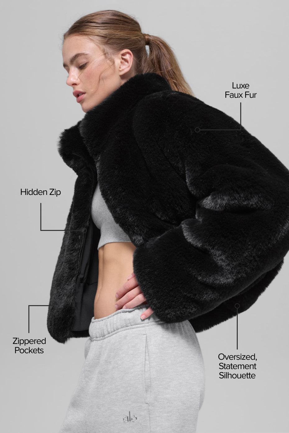 Veste Allure en fausse fourrure - Noir