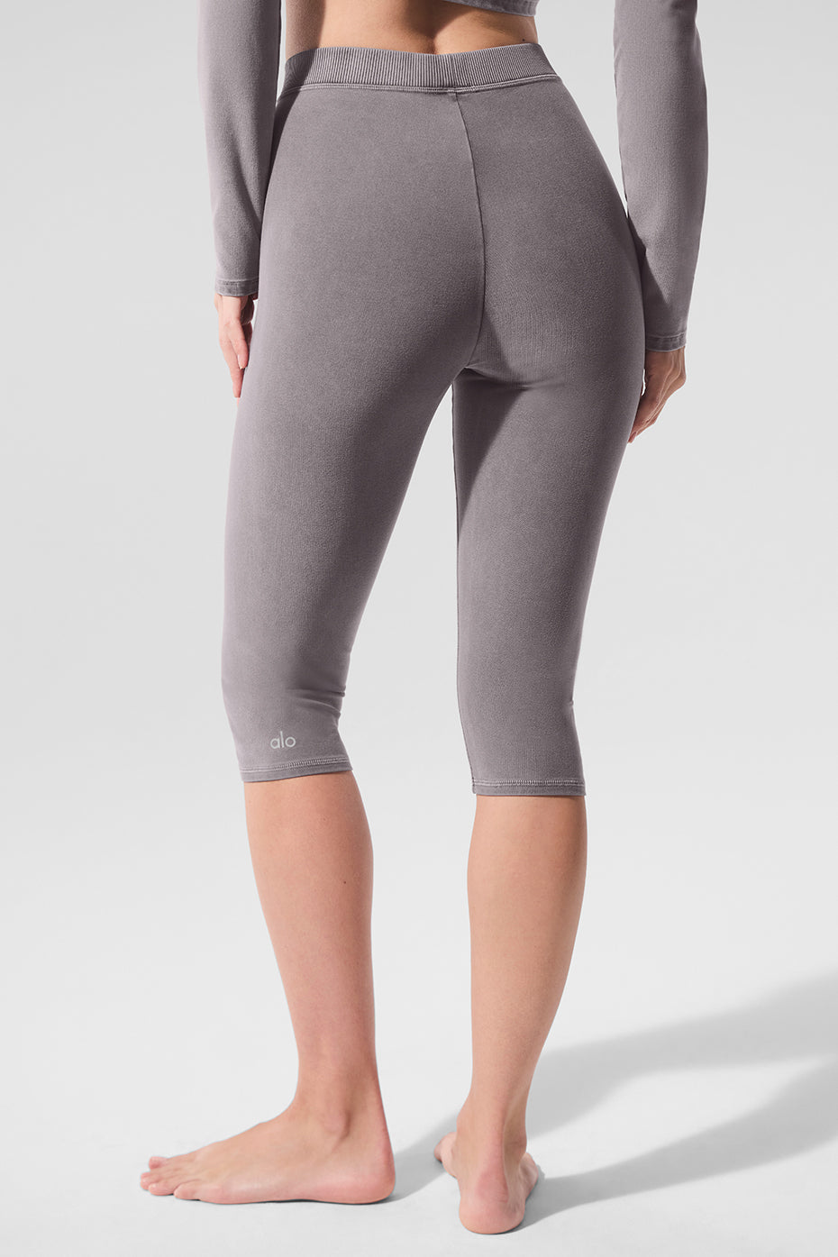 Legging corsaire taille haute Alosoft Iconic 90's délavé - Gris froid délavé