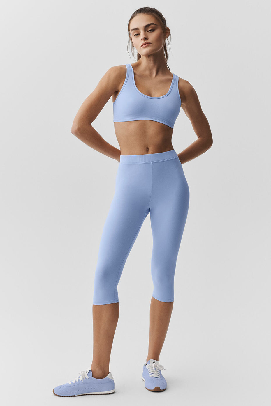 Legging corsaire taille haute Alosoft Iconic 90's - Bleu Provence clair