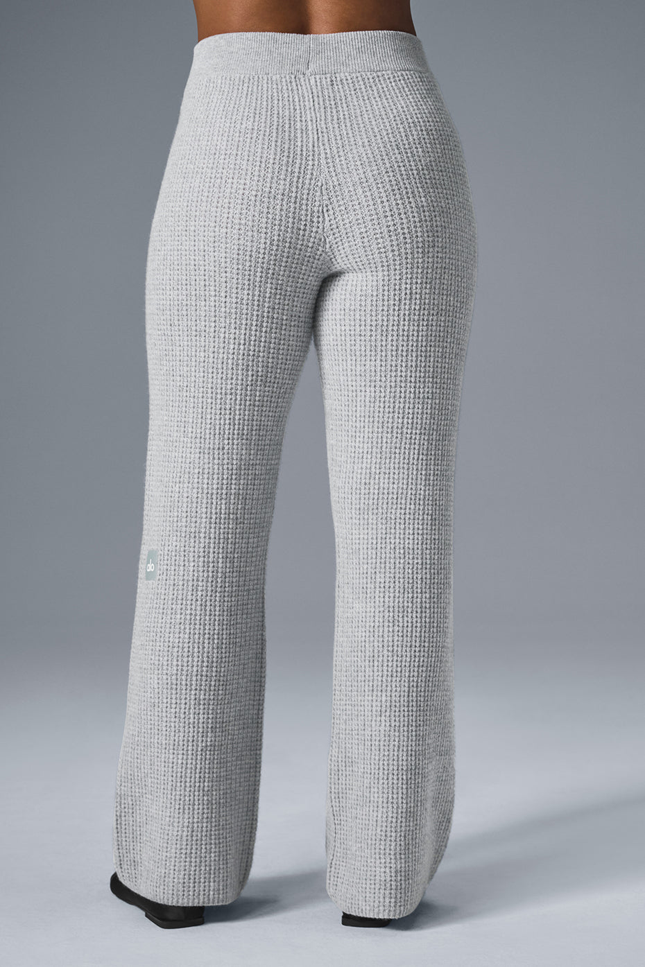 Pantalon taille haute en cachemire gaufré douillet - Gris chiné sport