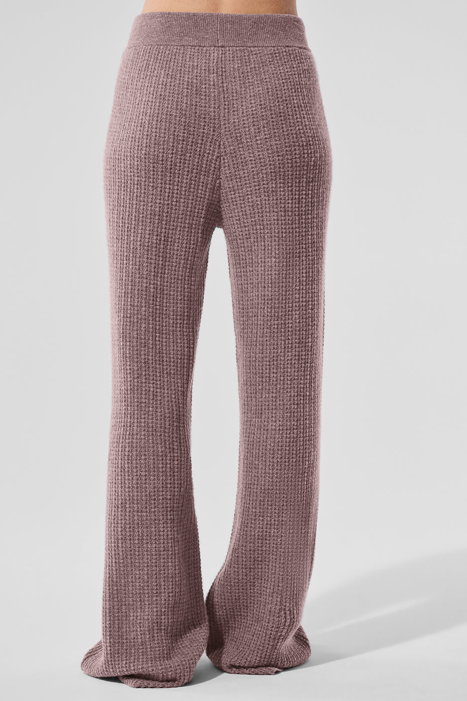Pantalon taille haute en cachemire gaufré douillet - Champignon chiné